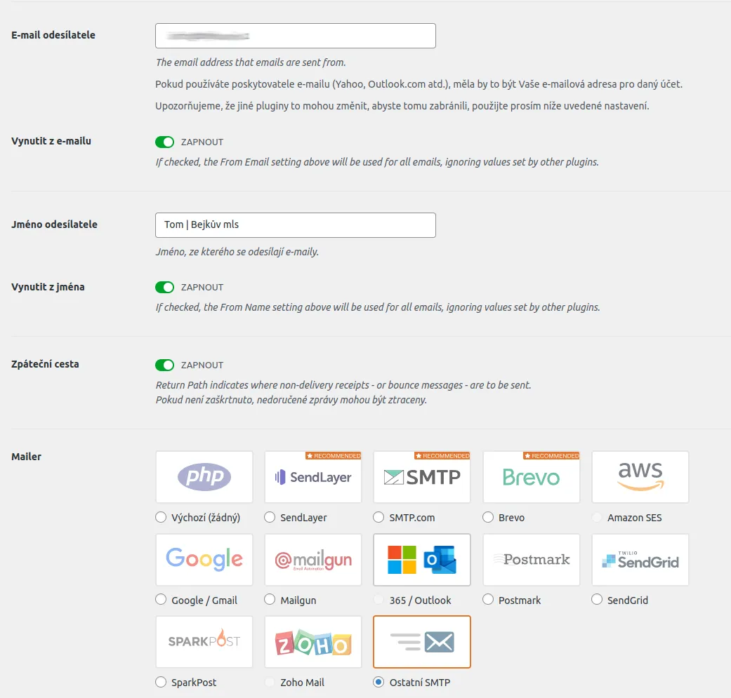 Plugin WP Mail SMTP a jeho základní nastavení