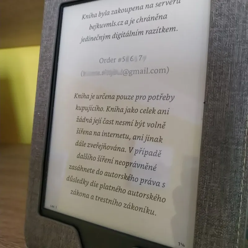 Orazítkovaný román ve čtečce e-knih