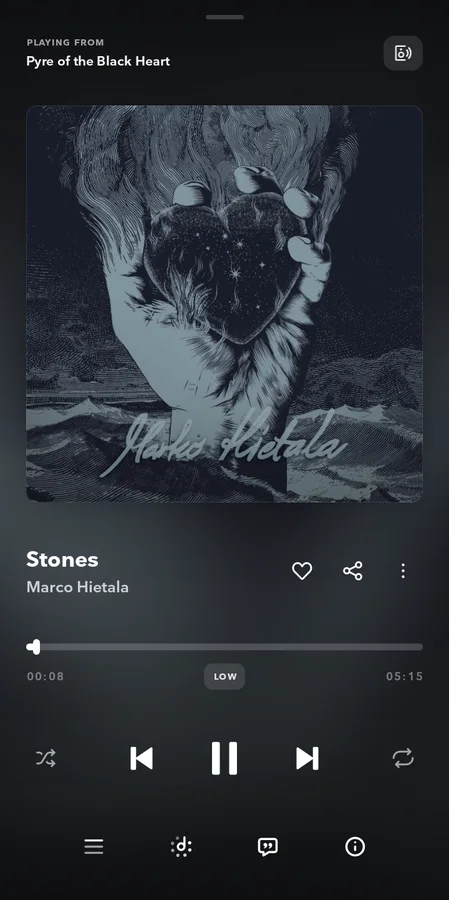 Tidal during playback